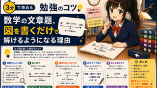 【3分で読める勉強のコツ】数学の文章題、図を書くだけで解けるようになる理由