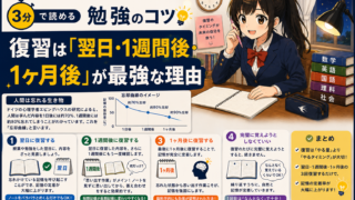 【3分で読める勉強のコツ】復習は「翌日・1週間後・1ヶ月後」が最強な理由